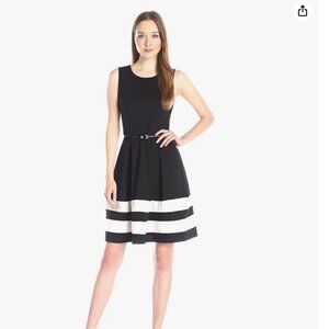 NWT Taylor Black & White Dress with belt Size 12